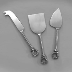 Savvy East 치즈 나이프 샤퀴테리 액세서리 3개 세트 보관 가방 포함/수제 나이프 매듭 포함 스테인리스 스틸로 제작/식기 세척기 사용 가능/치즈보드 선물 세트