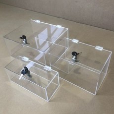 투명 아크릴 소재 잠금장치 포함 데스크탑 수납함 정리 박스 리빙박스 다용도 공간 보관 케이스, 잠금 투명 25x20x20cm, 1단