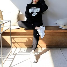 SOON2DLE 女款春季英文字母印花慢跑運動褲套裝