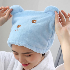 여성 극세사 헤어캡 헤어타올 머리수건, 블루, 1개