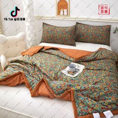 baofu-52 워시 코튼 여름 담요 세탁기 세탁 가능 가정용 싱글/더블 여름 이불(오비트플로우 유한회사 Co. Ltd.), 150x200cm, 꽃