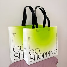 복장 부직포 쇼핑백 소중대 포장봉투 손잡이 선물봉투 쇼핑백 리유저블, 25개, 그린32×28×10cm