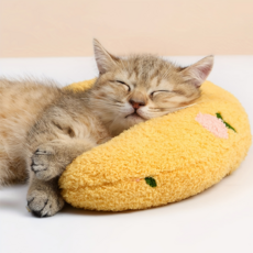 반려동물 수면 질 개선 목받침 반달 베개, 1개, 노란색