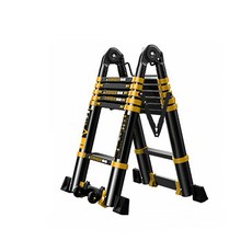 宅配 鋁合金伸縮摺疊梯 折疊梯 工具梯 人字梯 工作梯 A字梯 竹節梯 家用折疊梯 工程梯, 1個, 伸縮摺疊梯2.5+2.5M