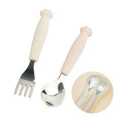 베베라팡 실리콘 손잡이 유아 스푼 포크 세트 (+케이스 증정), 실리콘 손잡이 스푼포크세트(+케이스 증정)_핑크세트, 1개