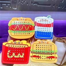 卡通趣味熱狗漢堡薯條可樂解壓磁吸鋼珠塗鴉畫板鑰匙扣掛件包掛飾, 萌寵漢堡磁吸鋼珠-紅薯條,無規格