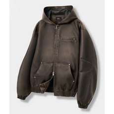 디미트리 DIMITRI BLACK 2WAY VTG 워시드 PU 후드 집업_브라운 DBE7LJ01BR 909139