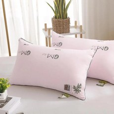 심플 모던 폴리에스터 코튼 베개 호텔 다운 깃털 코어 선물용 하이 프린팅 오피스, 2. 쑥 단면 파우더 750g 중간 높이 베개 1개입, 1개