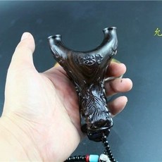 烏木紫光檀75弓門龍王彈弓：手感好、精度高、實木沉水級別龍頭彈弓, 1個, 烏木紫光檀75弓門雕刻龍王彈弓手感好精度