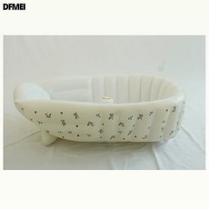 DFMEI 嬰兒洗澡盆可摺疊寶寶洗澡神器可坐躺新生兒家, 1個, 兔頭充氣浴盆90*50*25:如圖
