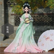 구체관절인형30cm 풀세트 사람인형 드레스 고전풍, 인형 + 경품 일반 특급 상자 포장, 연한 초록색