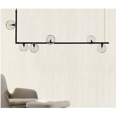 現代簡約風格球形吊燈，黑色金屬框架，客廳餐廳溫馨舒適照明, 黑色, 1個