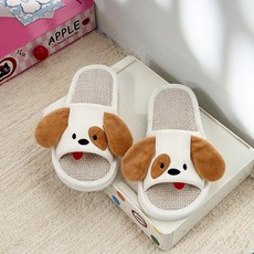 심플 강아지 2컬러 린넨 슬리퍼
