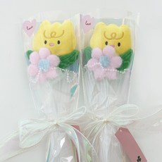 귀여운 인형꽃다발 튤립인형 꽃 한송이 꽃선물 인형꽃선물, 1세트, 옐로우2개