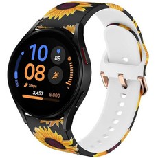 DEALELE 삼성 갤럭시 워치 3 45mm / 갤럭시 46mm 22mm 소프트 프린트 실리콘 밴드 화웨이 워치 GT5 / GT5 프로 / 4/4 프로 / 3/3 프로 /, 20MM, Sunflower