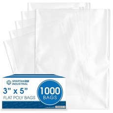 Bags - Poly Flat Open-End 1.1 Mil 3\" X 5\" (1000 Count) Spartan Industrial 240908, 3" X 5"