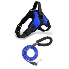 강아지용 방수 견인 Harness, 1개, 블루 가슴 스트랩 + 블루 스트랩