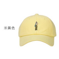OT SHOP 人物刺繡棒球帽 棉質素色設計 米黃色 56公分