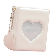 아이돌 팬과 사진 애호가를 위한 32개의 포켓이 있는 3인치 사진 앨범 하트 컷아웃 디자인 바인더 북 선물, White