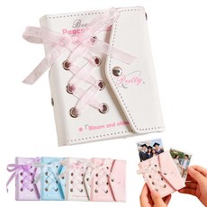 루베이 미니 3공 포카바인더 앨범 방수 가죽 커버 + 양면속지 메모/카드/스티커/사진, 흰색, 20매