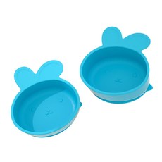 可愛兔子輔食碗兒童吸盤硅膠餐盤餐具寶寶食品級硅膠盤, 1個, 深邃藍:如圖所示