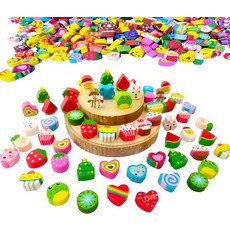 Rondure 용 미니 동물 지우개 300개 귀여운 음식 하트 크리스마스 지우개 학교 용품 숙제 보상 142818, Rondure 용 미니 동물 지우개 300개, 귀여운