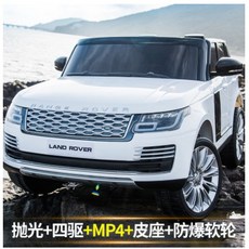 路虎兒童電動汽車 雙人可坐 四輪超大越野遙控玩具車, 1個, 【拋光白+四驅】【MP4+發泡防爆軟輪】