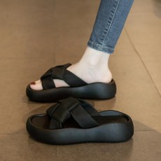 투니스 여성 캐주얼 체크 통굽 슬리퍼 4.5cm