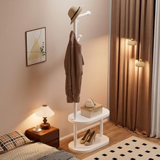 HS A Living 원목 고정형 다기능 옷걸이 행거, 화이트