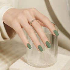 단색 풀컬러 그린 민트 에메랄드 붙이는 네일팁, 1개, 세이지그린A078