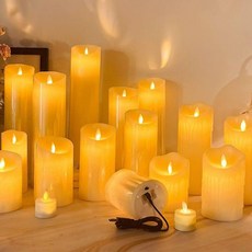 LED 전자 양초 무드등 충전식 리모컨 조명 캔들, 플라스틱 리모컨, 광택 5.5-19cm