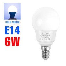 전구 램프 샹들리에 에너지 절약형 냉온 백색, 12 E14 6W Cool White, A. AC220V-240V, 1개