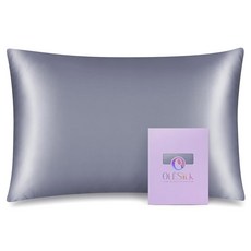 OLESILK 용 100% 멀베리 실크 베개 좋고 야간 지퍼가 아이보리 있는 부드러우며 33 45.7CM(1 커버 (1팩 X 커버 방 숨겨진 수면 여행용 통기성이, 1pc Toddler 13'' x 18'', 아이언 그레이.