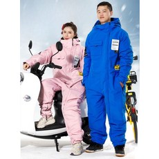 방한점프수트 우주복 스키복 보드복 방수 스노우 배달방한복 일체형, 원피스, 블루3XL두께