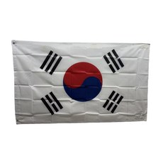 대한민국 국기 Korea flag 90x150cm 폴리에스터 90g 금속 고리 이중 스티치 마감, 1개, WHITE+BLACK+RED+BLUE