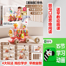 斑馬 多功能學步車 兒童火車造型, 4合1-粉拖拉學步車超大火車+15斑馬早教（電池版）, 1個