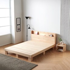 굿모닝침대 편백나무 원목 숨쉬는 통마루 LED 책꽂이 침대프레임 사이즈선택 매트별도, LED 책꽂이프레임-마루높이240mm