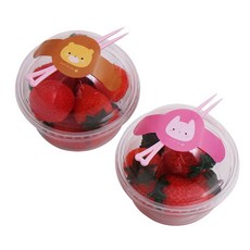 春季91透明PET杯+小熊兔糖果泡泡貼紙+迷你叉子隨機發貨, 1套, 50入