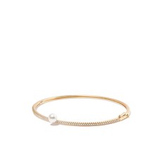 미즈키 14K 옐로 골드 다이아몬드 펄 뱅글