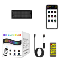 ALL-COLOR LED 矩陣面板，汽車儀表板LED顯示屏，手機App控制，個性化編輯，多種顯示模式, 1套, 通用120*595MM
