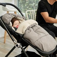 EQDC 유모차침낭 카트 두꺼운 외출용 따뜻한 이불, 분리형-진회색(0-4세), 1개
