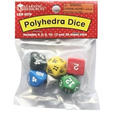 [러닝리소스] 미니 다면체 주사위 6종 Polyhedra Dice Set of 6[LER4279], 999