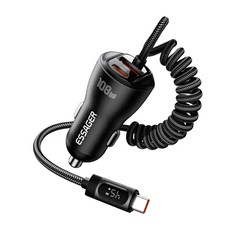 ESSAGER PD3.0+QC4.0 2C+1A 3포트 C타입 차량용 초고속 충전기, 그레이, 45W+45W+18W