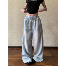 남녀공용 와이드 스웨트팬츠 오버핏 스트링 조거 트레이닝 바지