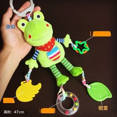 HYLSS 嬰兒車玩具掛件寶寶牀鈴牀頭搖鈴車載安全座椅安撫玩具推車掛件, 1個, 掛鉤青蛙如圖:如圖