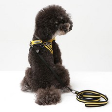 Real Pet 背心式胸背帶 S + 雙頭牽繩 M 套組, 1套, 黃色
