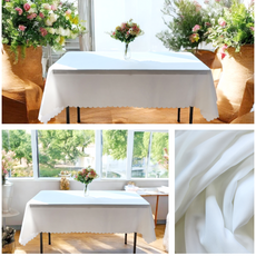 180cm X 140cm 나랑파티 테이블보 백일 돌상 칠순 소품 행사 식탁 커버 레이스 식탁보, 화.이트