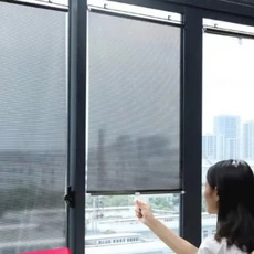 롤러 블라인드 흡입 컵 차양 정전 커튼 자동차 침실 주방 사무실 Windows Sunshading Nailfe Sun Blind, 2) Black  40X125CM