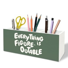 TFKFJLF Everything is FigureOUT 아웃able 책상용 펜 홀더 동료 여성을 위한 영감을 주는 동기 부여 선물 긍정적인 메이크업 브러시 홀더 나무 정리, TFKFJLF Everything is FigureOU