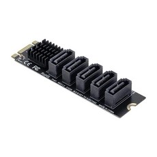 NFHK NGFF Key A+E PCI Express to SATA 3.0 6Gbps 듀얼 포트 어댑터 컨버터 하드 드라이브 연장 카드 JMB582 2230, Black B/M-key to 5 SATA